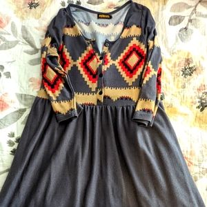 Zulily Native print tunic dress long sleeve